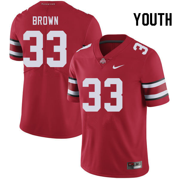 Youth #33 Devin Brown Ohio State Buckeyes College Football Jerseys Stitched-Red
